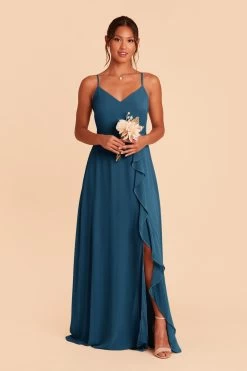 Theresa Chiffon Dress - Ocean Blue