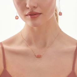 Presley Charm Necklace - Rose Pink -Elegant Moments Shop rose pink druzy presley charm necklace accessories 03