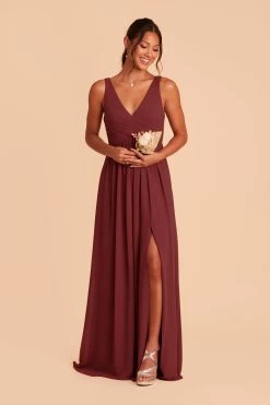Laurie Empire Dress - Rosewood -Elegant Moments Shop rosewood laurie slit bridesmaid dress 03