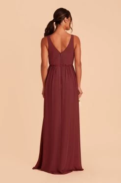 Laurie Empire Dress - Rosewood -Elegant Moments Shop rosewood laurie slit bridesmaid dress 04