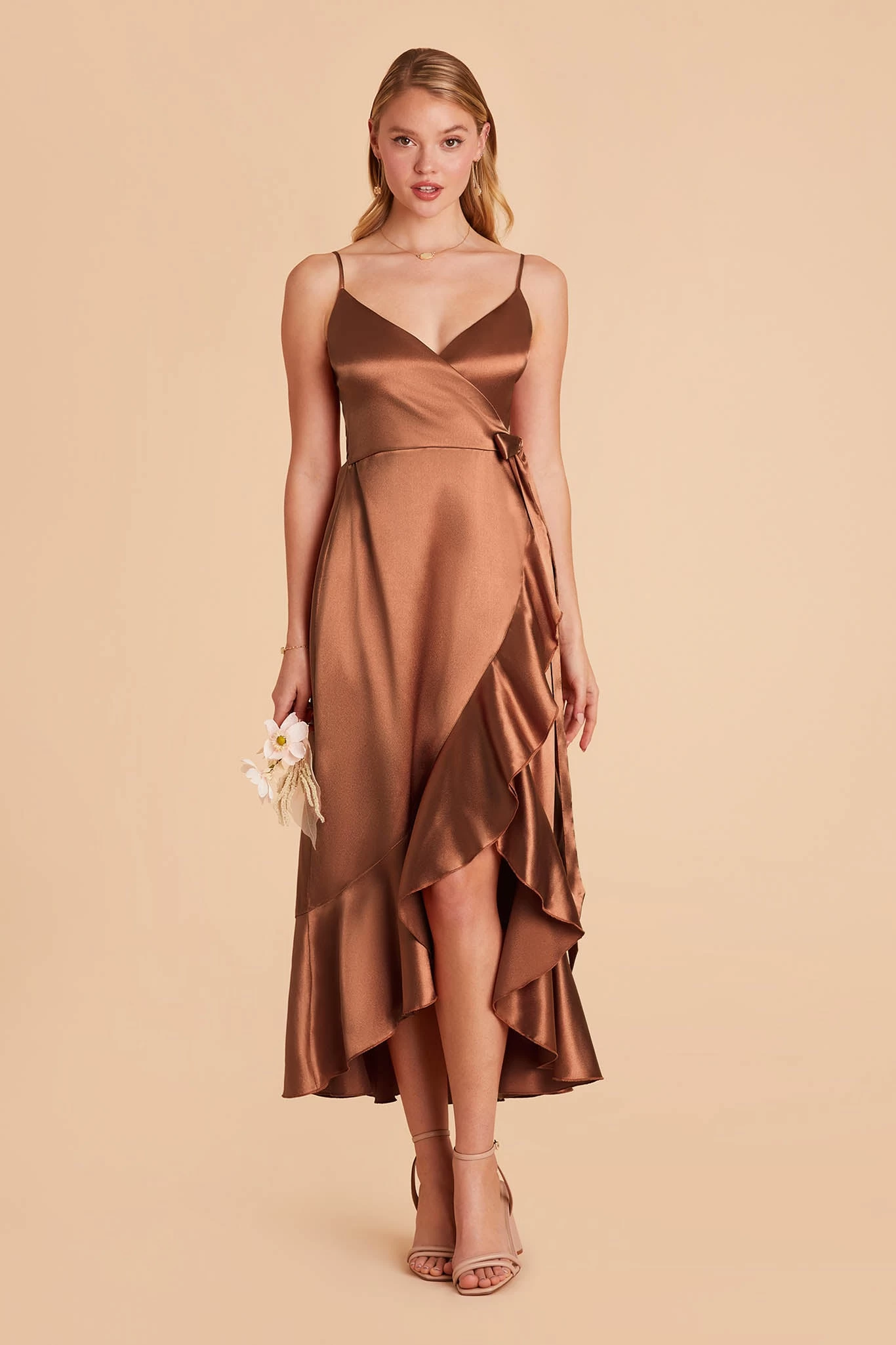 YC Shiny Satin Midi Dress - Rust 3 YC Shiny Satin Midi Dress - Rust