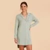 Kamryn Sleepshirt - Sage -Elegant Moments Shop sage kamryn sleepshirt bridesmaid pajama 02