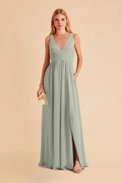 Laurie Empire Dress - Sage -Elegant Moments Shop sage laurie maternity chiffon bridesmaid dress 08