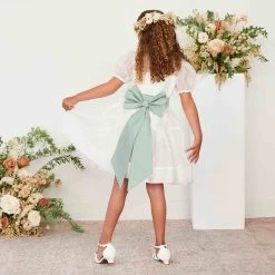 Liz Flower Girl Sash - Sage -Elegant Moments Shop sage liz flower girl sash 02 f660cf61 c70a 4285 b61b 529e05369a3f