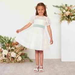 Liz Flower Girl Sash - Sage -Elegant Moments Shop sage liz flower girl sash 04