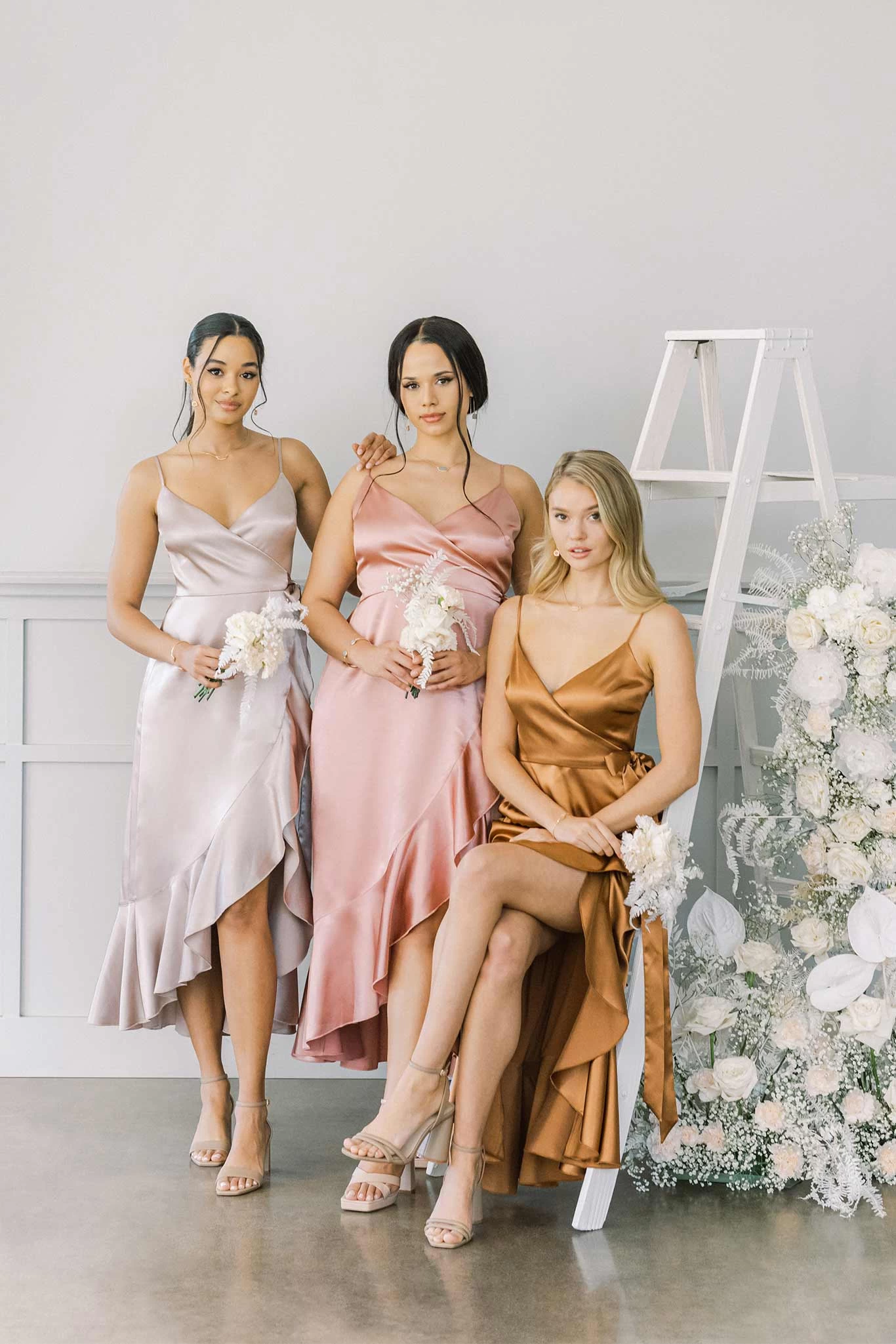 YC Shiny Satin Midi Dress - Rust 4 YC Shiny Satin Midi Dress - Rust - Image 2