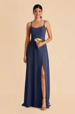 Amy Chiffon Dress - Slate Blue