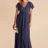 Hannah Empire Dress - Slate Blue 1 Hannah Empire Dress - Slate Blue -Elegant Moments Shop slate blue hannah bridesmaid dress 03