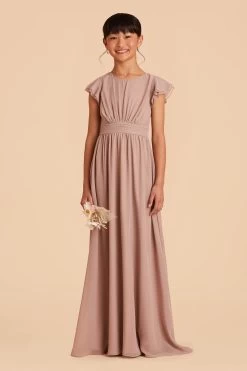 Celine Junior Dress - Taupe -Elegant Moments Shop taupe celine junior bridesmaid dress 02
