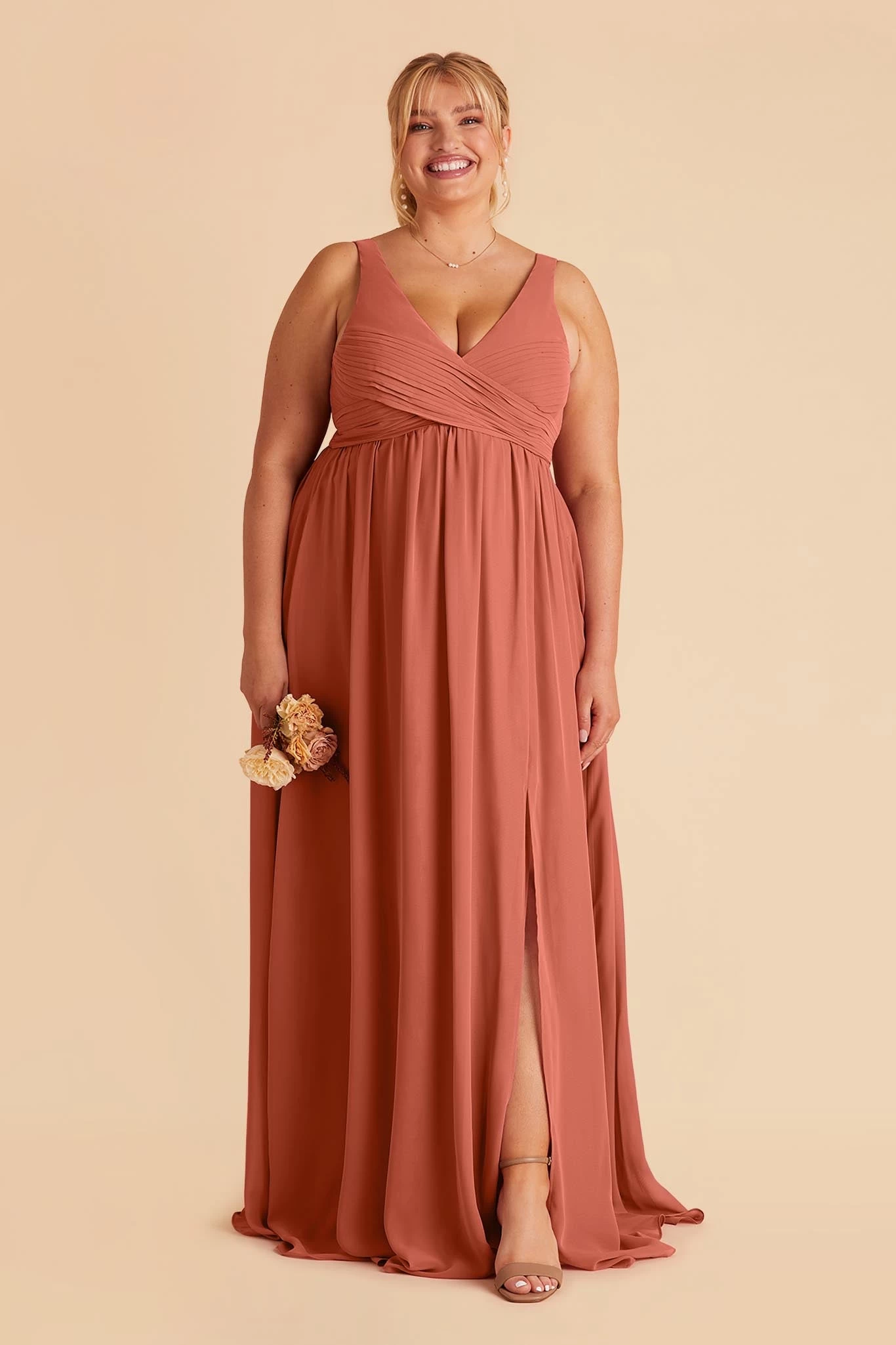 Laurie Empire Dress - Terracotta - Image 3