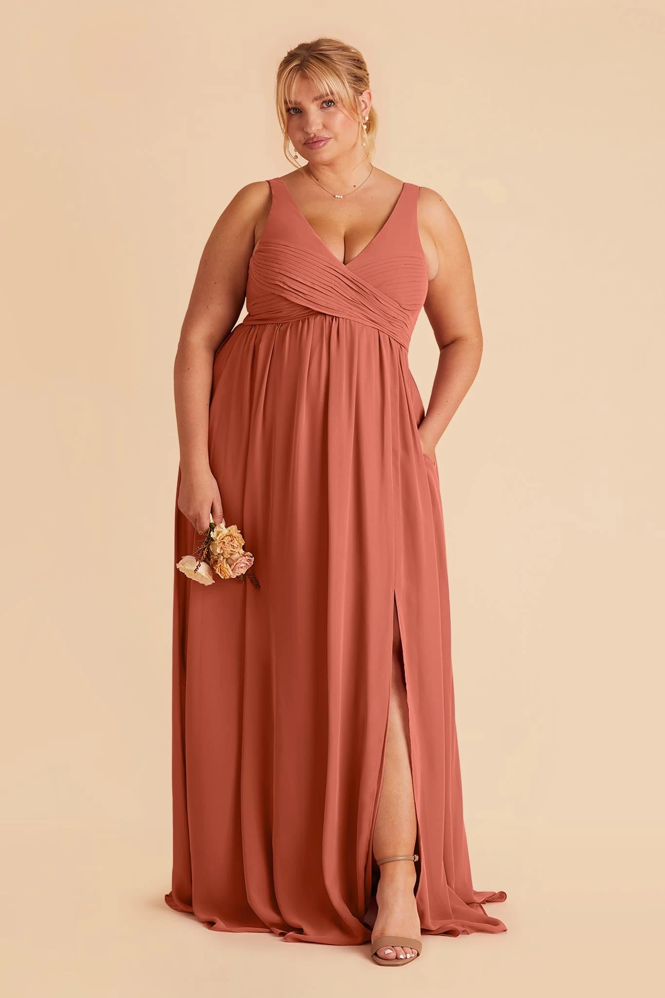 Laurie Empire Dress - Terracotta - Image 7