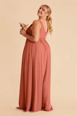 Laurie Empire Dress - Terracotta -Elegant Moments Shop terracotta laurie slit plus size bridesmaid dress 04 49a740d9 7f46 47f3 ac64 7edce6285f6f