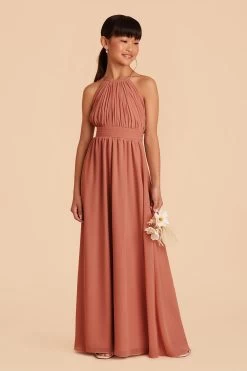 Sienna Junior Dress - Terracotta -Elegant Moments Shop terracotta sienna junior bridesmaid dress 03