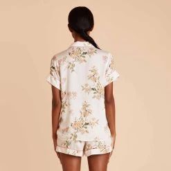 Jonny Floral Pajama Set - White Floral Meadow -Elegant Moments Shop white jonny floral pj set bridesmaid pajamas 04