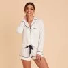 Jonny Long Sleeve Pajama Set - White -Elegant Moments Shop white jonny long sleeve bridesmaid pajama set 03