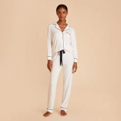 Jonny Long Sleeve Pajama And Pants Set - Ivory